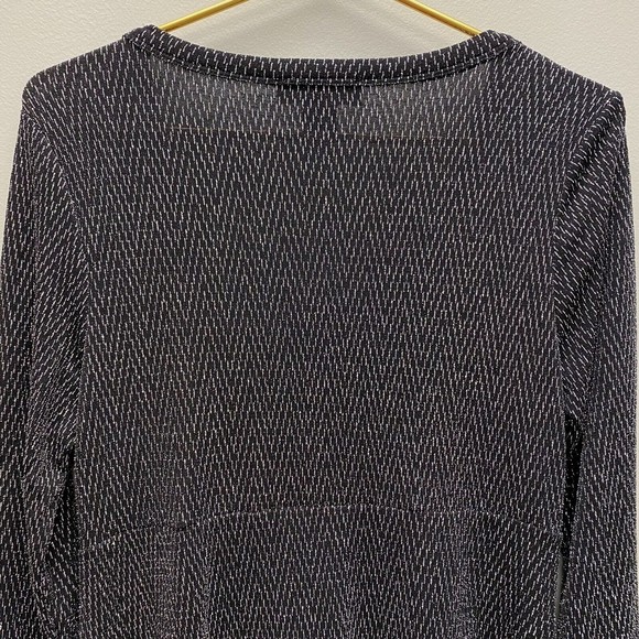 Grace Elements Metallic Slinky Tunic Top Sz Medium Black Silver Sharkbite Dressy - Picture 7 of 8